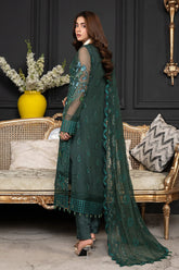 JANIQUE LUXURY CHIFFON UNSTITCHED SUIT D-012 Emerald